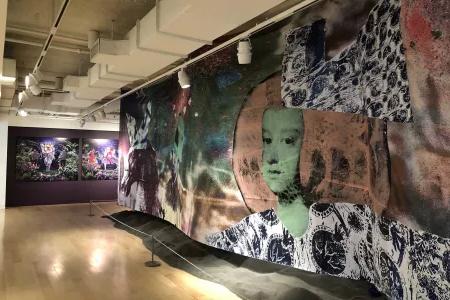 一幅大壁画挂在非洲移民博物馆的展厅里. 加州贝博体彩app.